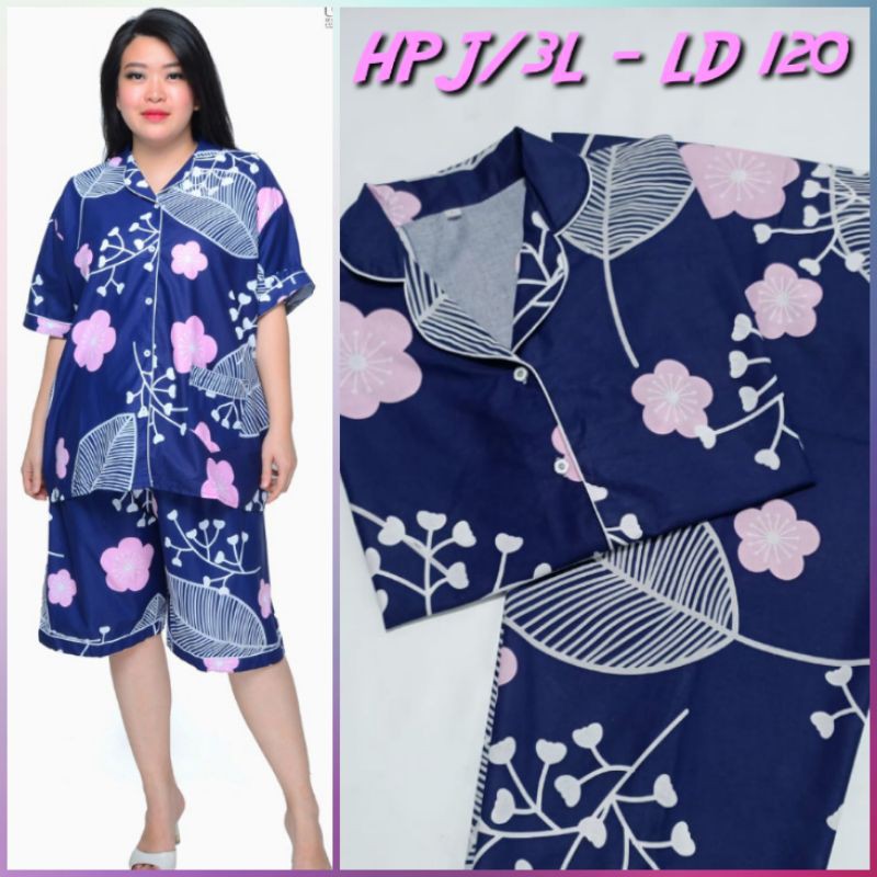 baju tidur jumbo wanita LD 120 Piyama set celana panjang lengan pendek perempuan dewasa setelan