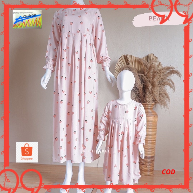 Baju Gamis Menyusui Couple Ibu Anak Bukaan Samping BUSUI Canola Couple