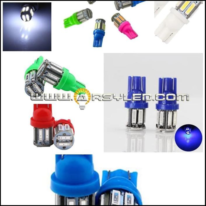 Lampu Led T10 7014 7020 10 Titik Senja Sein Mundur Motor Mobil Ac Dc - Putih