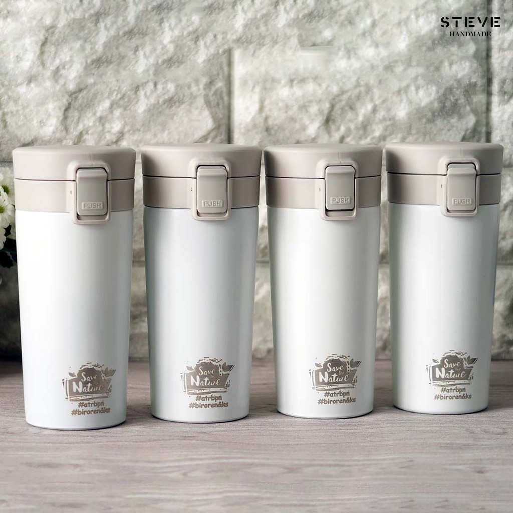 Botol minum stainless termos vacuum tumbler travel mug TM0341 White