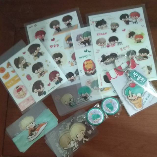 

2p_woojin fan art keyring, sticker, card, and pin button (AB6IX - Park Woojin - Park Jihoon)