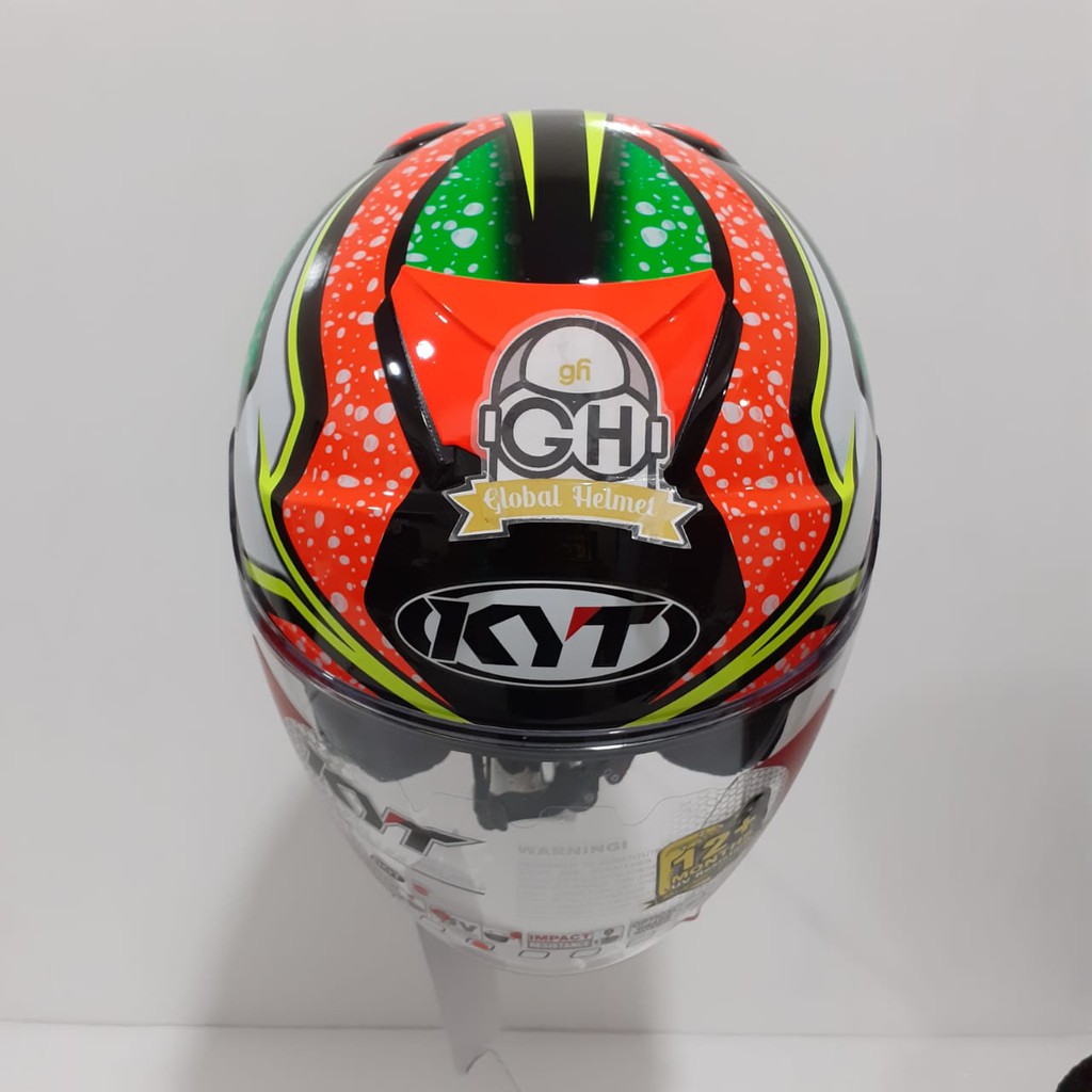 HELM KYT KYOTO MOTIF SUPER FLO EDITION 02 RED FLO GREEN