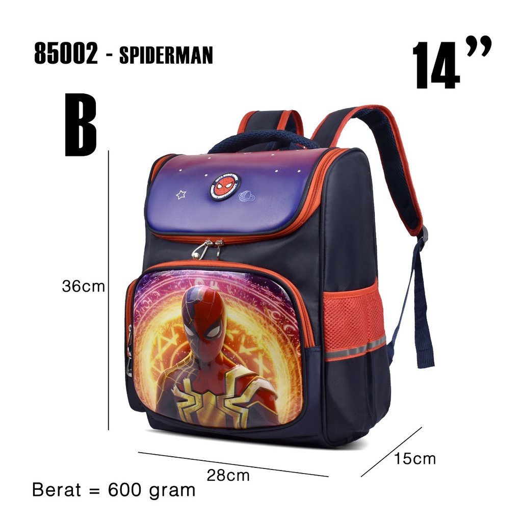 (RF) Tas Cartoon Spiderman 85002 14 Inch Tas Cartoon Ransel Tas Sekolah Anak SD Timbul