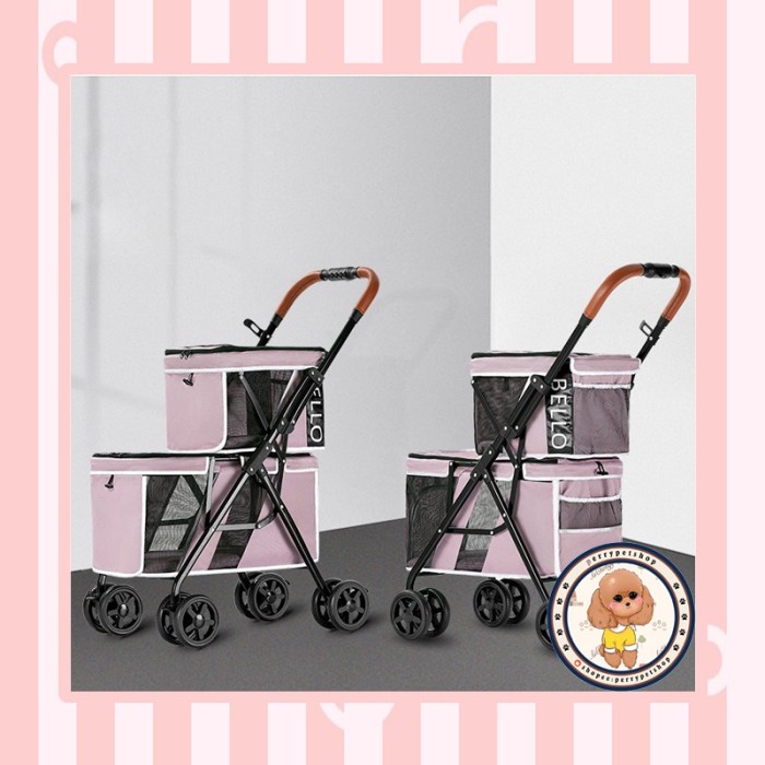 Stroller Pet Bello LD03M 4 Roda 2 Tingkat Untuk Anjing &amp; Kucing