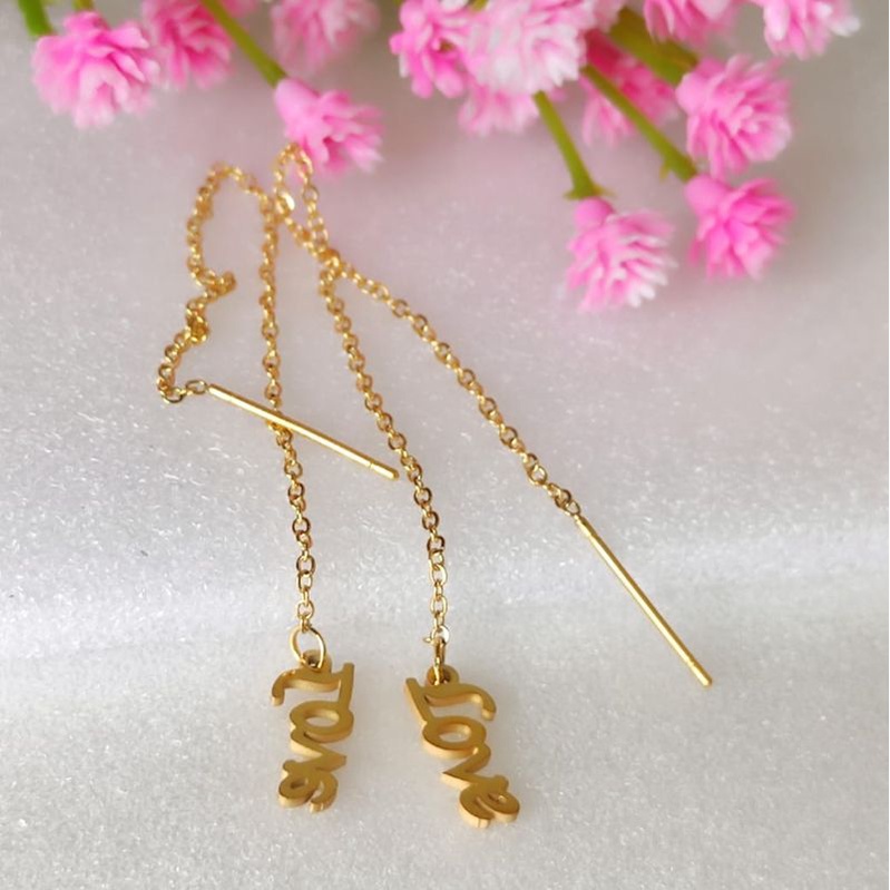 Anting Jurai Titanium Model Tulisan Love Wanita