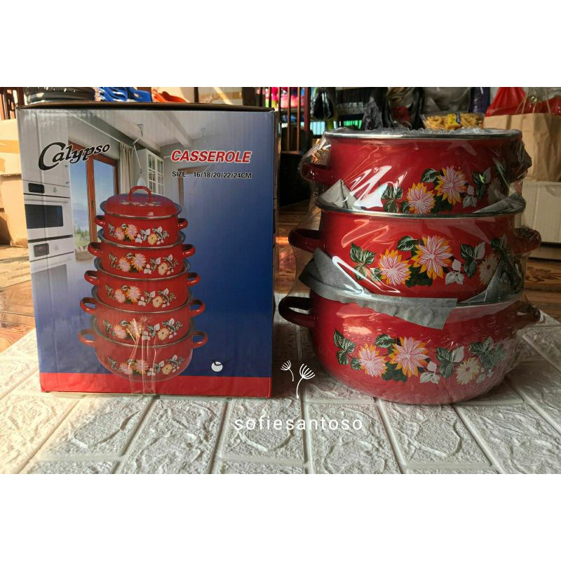 Panci set enamel 3 pcs / panci susun calypso