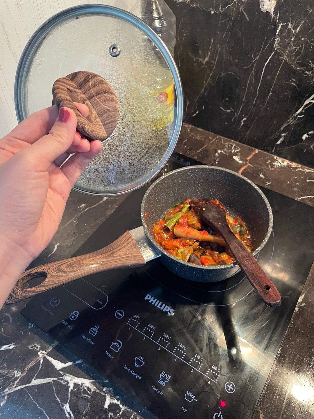 Sauce Pan/panci Marble Induksi Anti Lengket Keiko 16cm Dengan Tutup