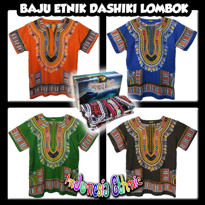 BAJU DASHIKI LOMBOK / BAJU ETNIK MODEL WARNA HIPPIES/BOHO PRIA WANITA