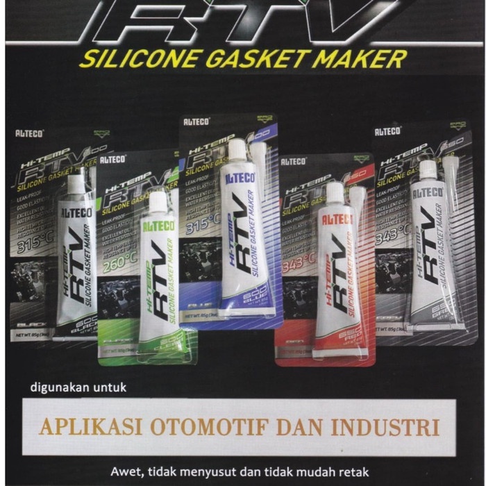 Lem Gasket Tahan Panas 343C Alteco RTV Silicone Hi Temp Lem Packing Mesin Radiator