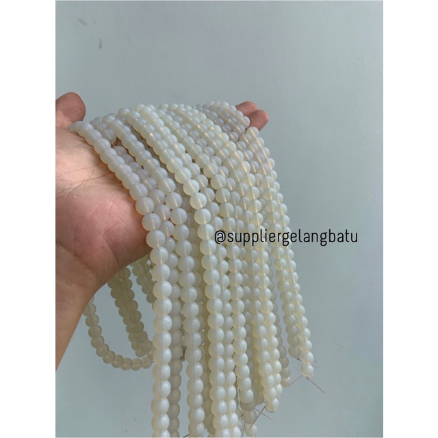 batu 8mm moonstone DOFF opalite akik tembus senter rencengan LANGKA