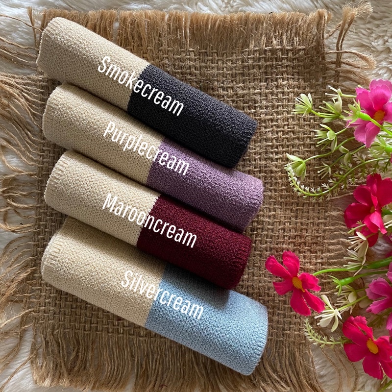 Bandana inner rajut premiun dua warna basic/polos