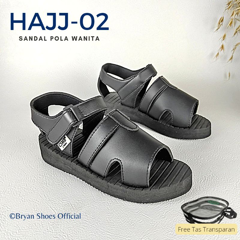 02 BRYAN KRN Sepatu Sandal Haji Umroh Putih Gunung Size 36-40 41 42 43 Hitam (Pola Kecil Wanita)