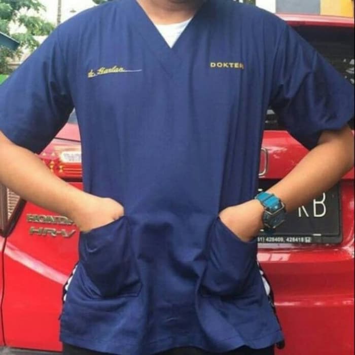 Bordir nama Baju OK Jaga Scrub