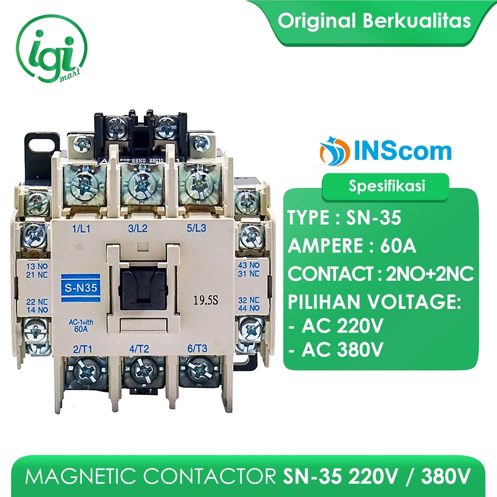 MAGNETIC CONTACTOR SN-35 220V 380V / AC KONTAKTOR SN 35 220VAC 380 VAC