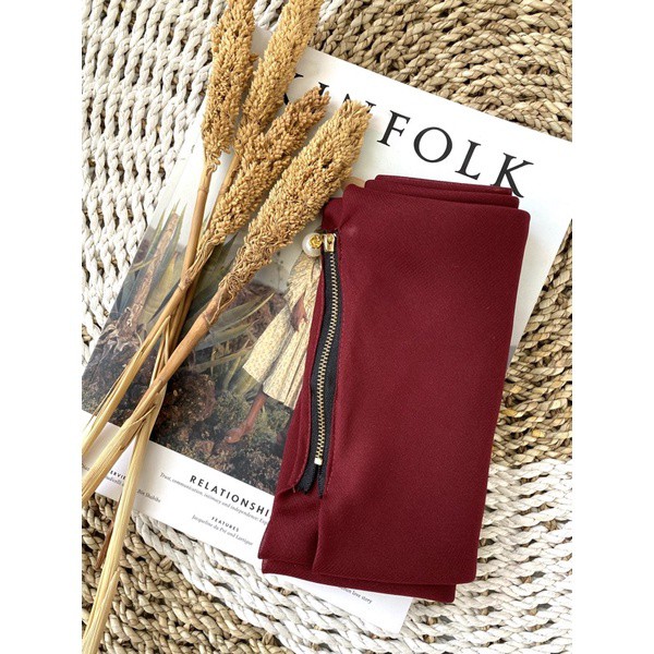 (PROMO) HIJAB ZIPPER POLOS JILBAB RESLETING ZIPER BELLA SQUARE LASER CUT INSTAN PREMIUM-S4 ZIPPER maroon