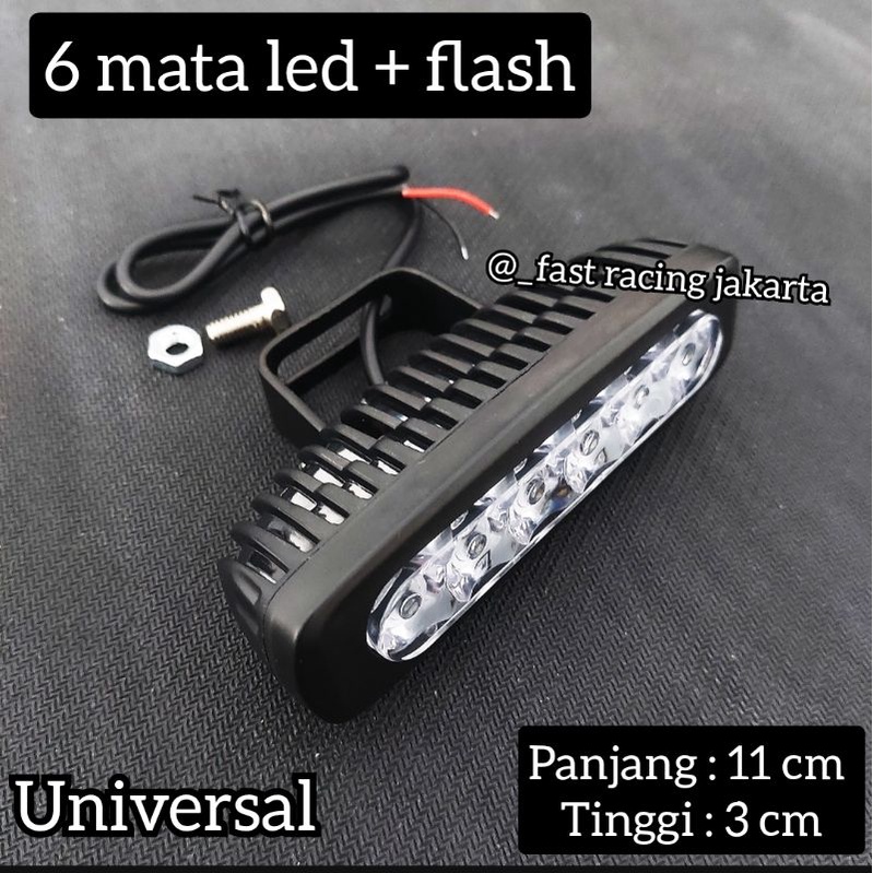 LAMPU TEMBAK SOROT MOTOR LED CREE 6 TITIK 6MATA 6 SISI DRL WORKLIGHT