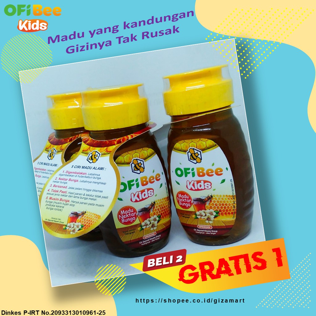 BELI 2 DAPAT 3 | Madu Batuk dan Madu Kecerdasan | Madu Murni Anak OFi Bee Kids | Madu Nektar Bunga