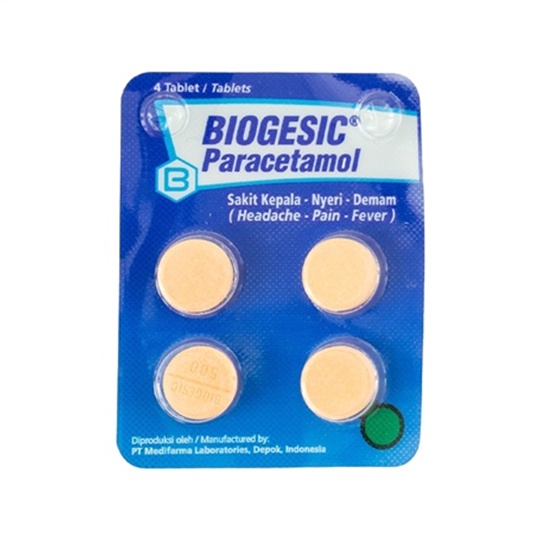 Biogesic Obat demam, nyeri dan sakit kepala 1 strip 4 tablet