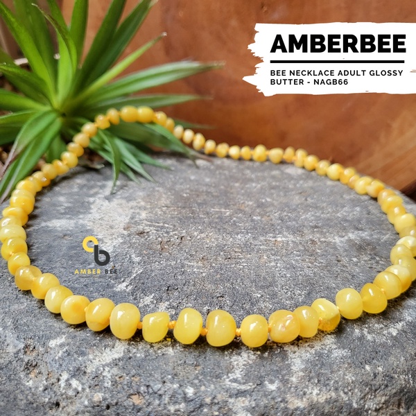 Kalung Amber Dewasa Premium Glossy Dark Cherry by Amber Bee NAGDC64