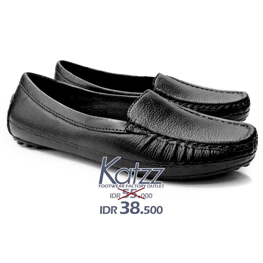 KATZZ - Sepatu Karet Pantopel Kerja KARET FULL BLACK LENTUR TERNYAMAN Wanita Hitam Sepatu Karet