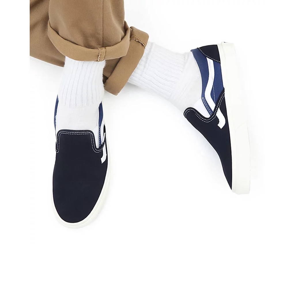 SEPATU VANS OFF THE WALL | SLIP ON SIDESTRIPE NAVY