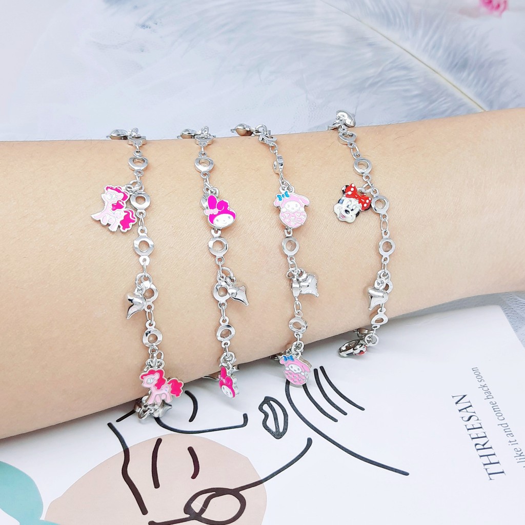 Gelang Anak Meilyn Unicorn Kitty Dorami Cherry Lonceng Lapis Emas Silver - BB637S