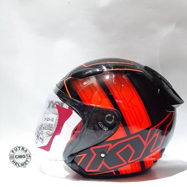 KYT DJ MARU MOTIF 14 BLACK/ORANGE FLUO