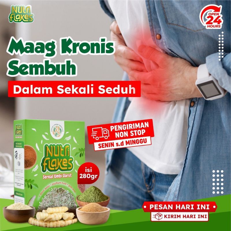 

Nutriflakes Sereal Umbi Garut solusi magh dan Asam Lambung