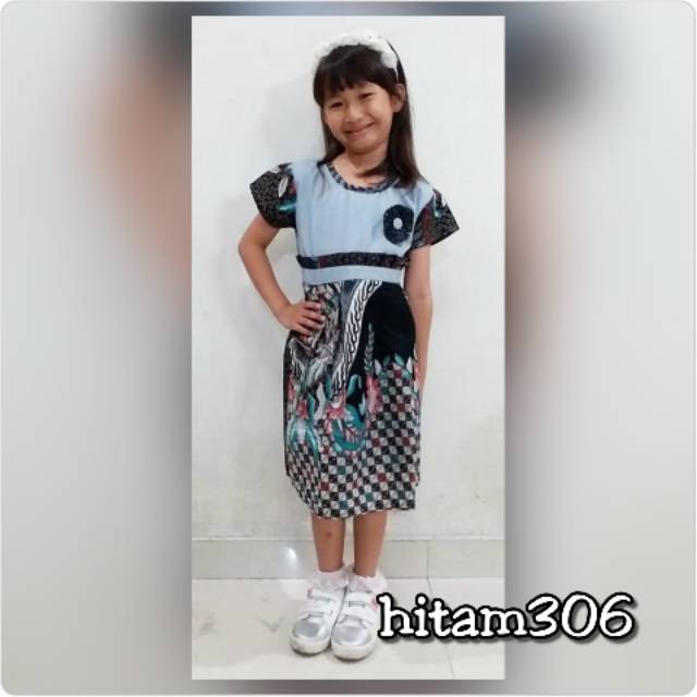Baju anak perempuan 306 Dress gaun terusan anak motif batik andhien