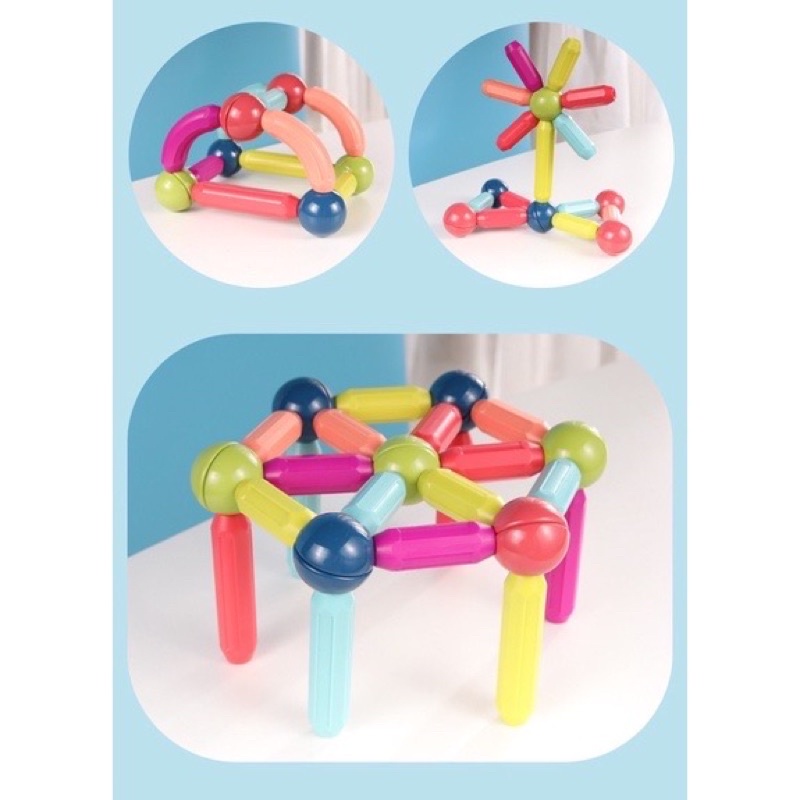 magnetic buliding sticks rods and balls toys mainan batang magnet mainan edukasi anak