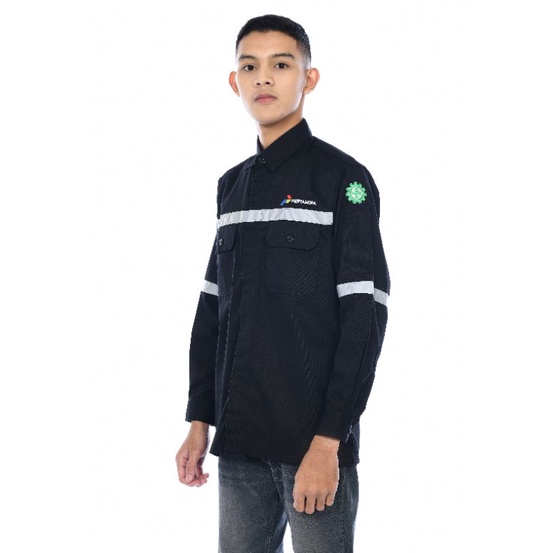 kemeja Kerja Pertamina Murah custom bordir/wearpack atasan Pertamina/baju safety Pertamina panjang