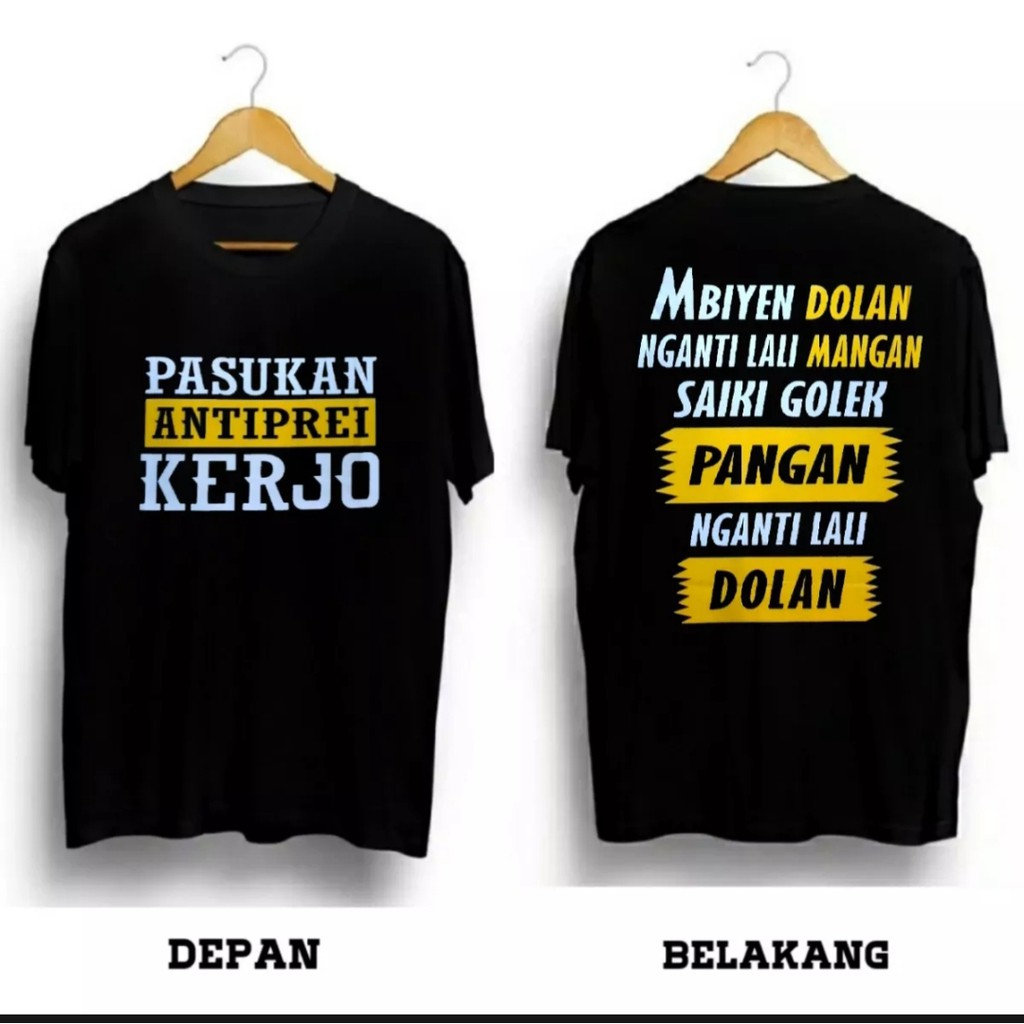 bayar di tempat kaos t-shirt pria motif pasukan anti prei kerjo baju kaos distro pria wanita terlaris dan termurah 2022