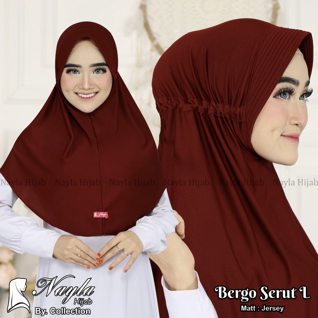 HIJAB INSTAN BERGO SERUT L,XL ORI NAYLA  PASAR HIJA'B