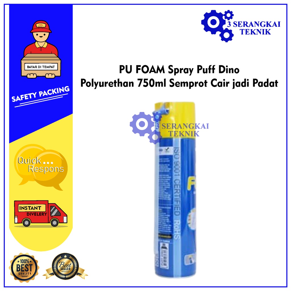 PU FOAM Spray Puff Dino 750ML Polyurethan Semprot Cair jadi Padat