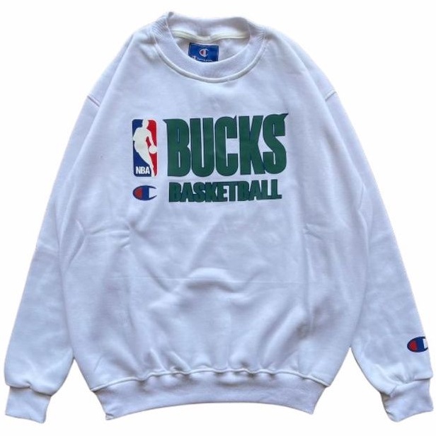 SWEATER CREWNECK PRIA CHAMPION X BUCKS PUTIH