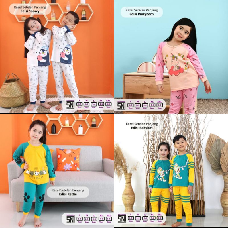 Kazel piyama anak, piyama setelan panjang kazel, Pajamas kids