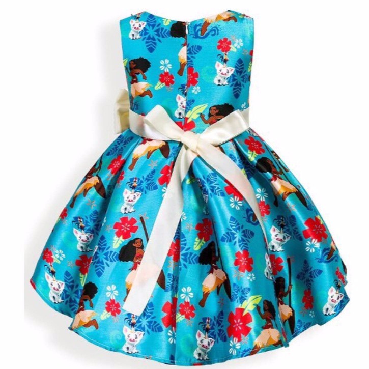 DRESS ANAK MURAH MOTIF MOANA BIRU | DRESS MOANA  BLUE