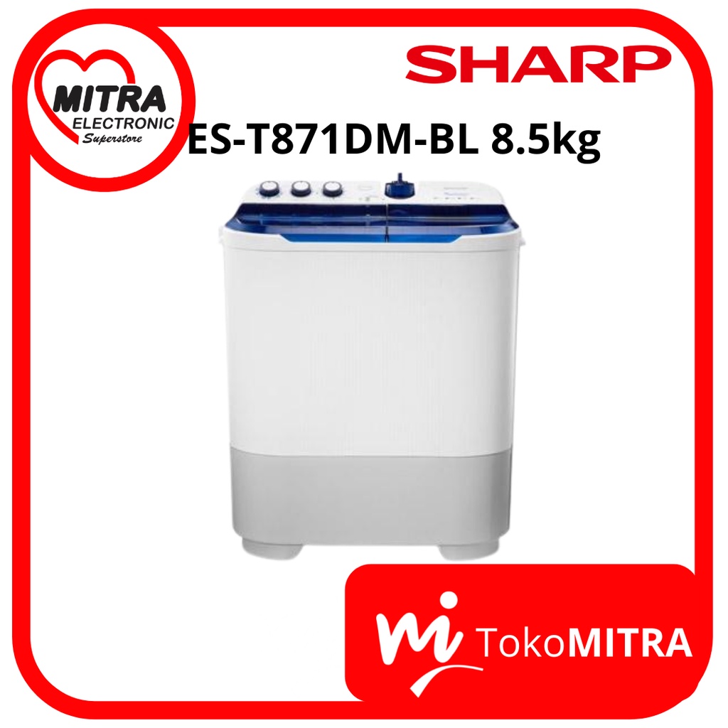 MESIN CUCI TWIN TUB (MANUAL) SHARP ES-T871DM-BL/PK