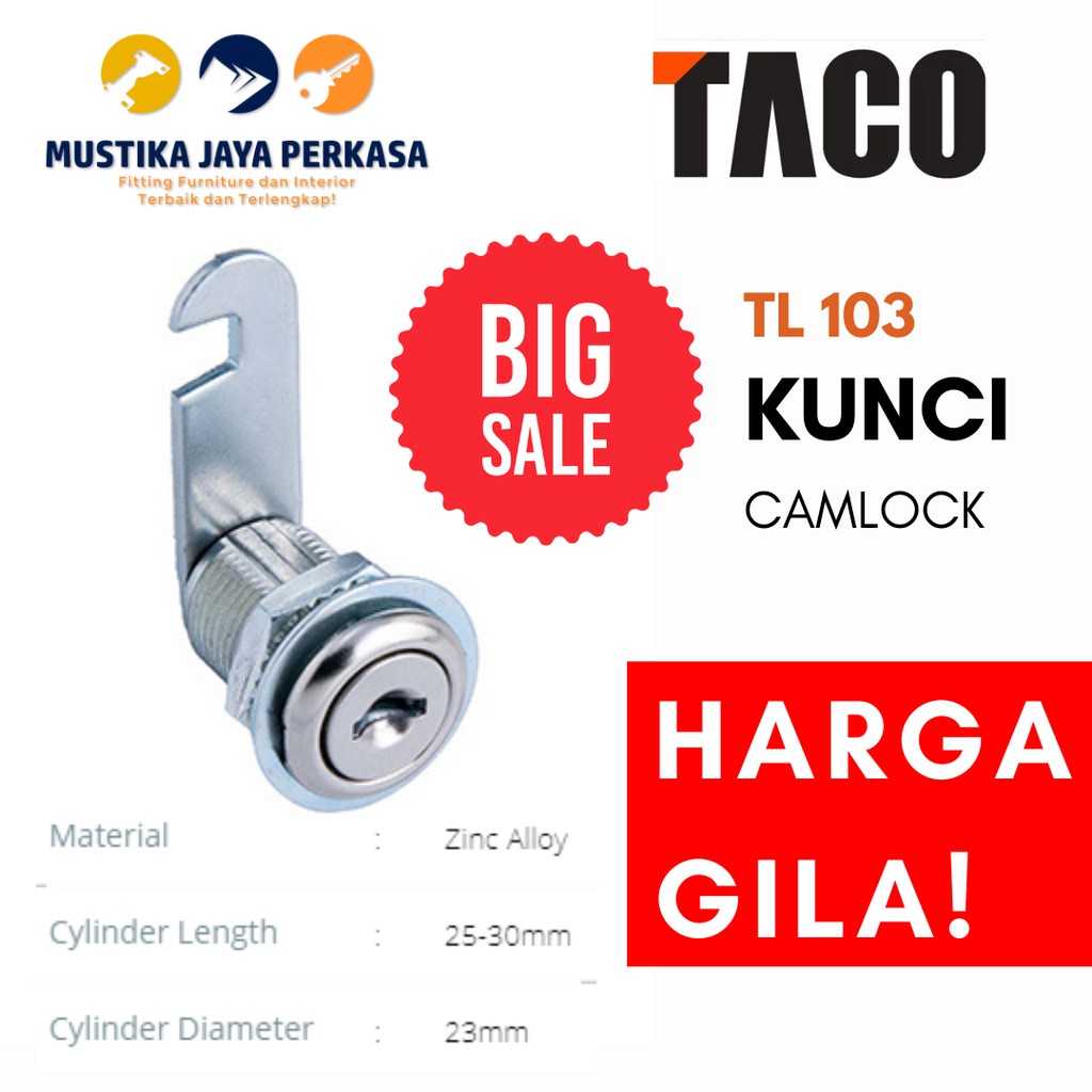 Kunci Camlock 103 Kait Kunci Loker Lemari Kaca Taco Bukan Kunci Mekar