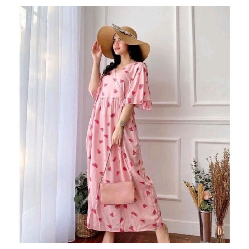 ONE SET PANJAMAS BUSUI || LD 105 -108 || STELAN WANITA || ONE SET RAYON MOTIF KEKINIAN-INARA PINK KIMONO