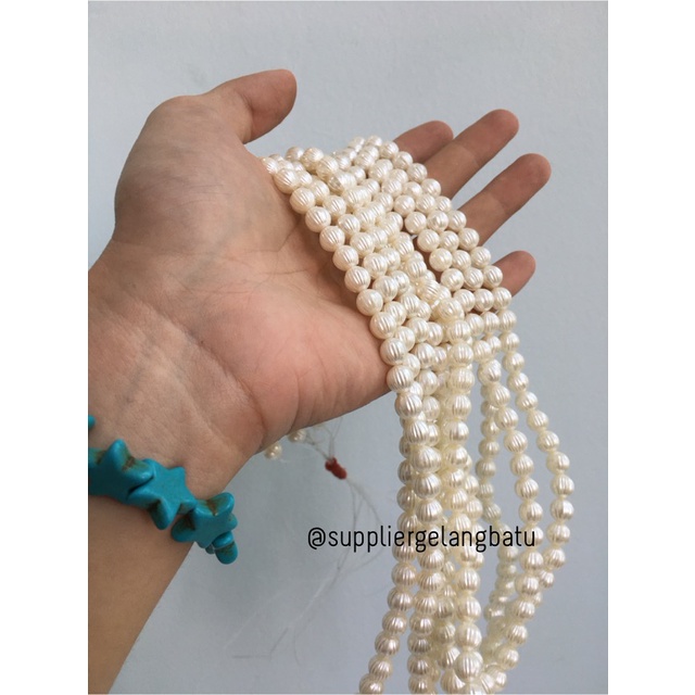 Mutiara Sintetis BULAT ULIR 8MM WHITE PEARL TULANG manik aksesoris