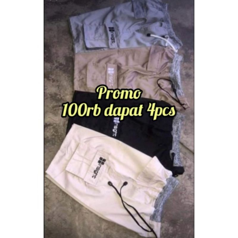 Celana Pendek Cargo Premium 100 Dapat 4 Celana Paket Ekonomis Celana Pendek Pria cargo polos Kompol Rip kolor allsize