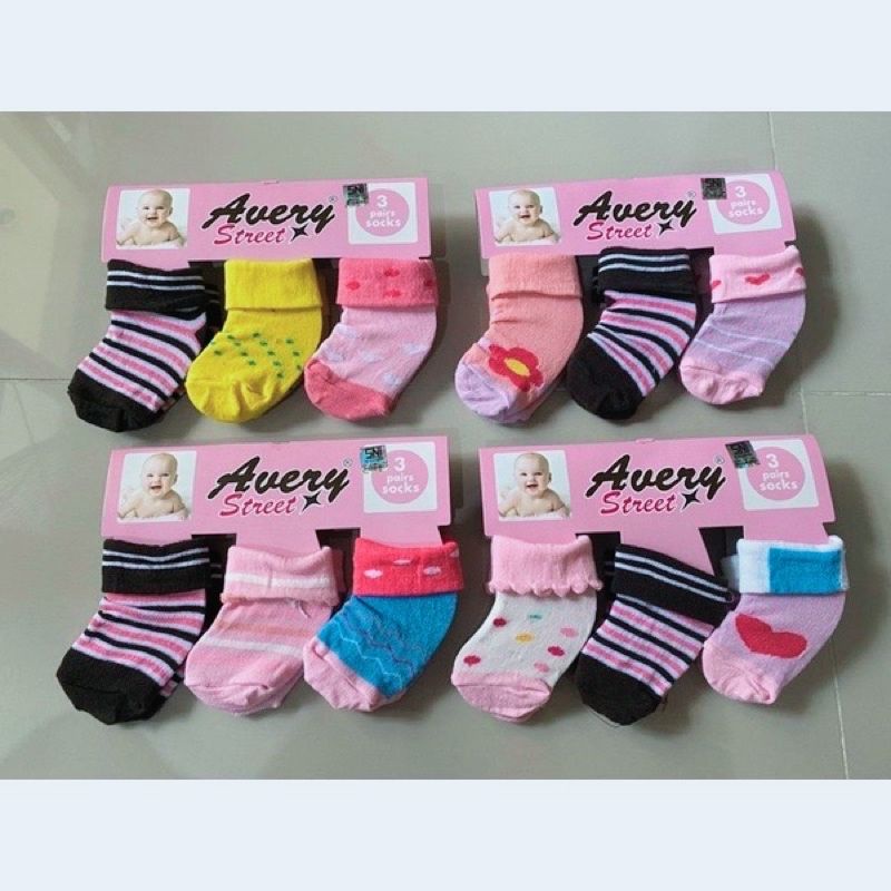 Promo Kaos kaki AVERY STREET ( 3 in 1) 0-12 bulan isi (3pasang)