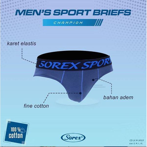 Celana Dalam Sorex Pria Man Sport LK M 3003 | CD Laki Laki Karet Boxer Sguna 3 pcs / 1 box