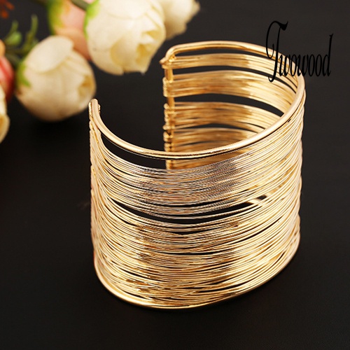 Gelang Model Terbuka Multilayer Bahan Metal Untuk Wanita