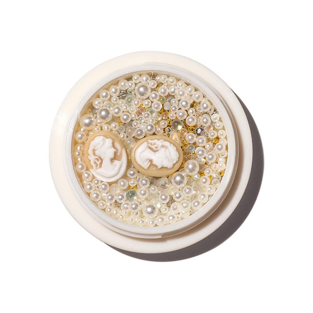 AUGUSTINA Agustina 3D Nail Art Dekorasi Retroe Resin Mutiara Lady Head Desain Campur Vintage Nail Rhinestones