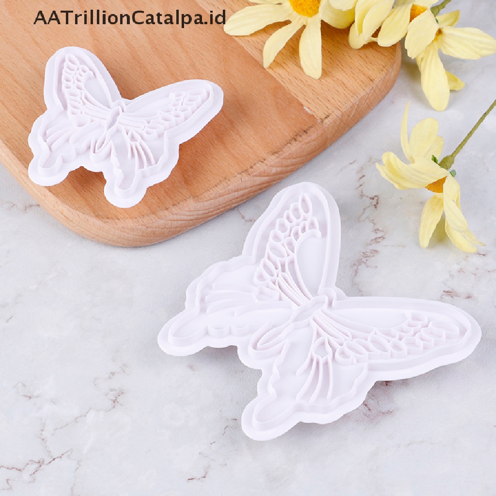 2pcs / Set Cetakan Pemotong Kue Fondant Sugarcraft Bentuk Kupu-Kupu