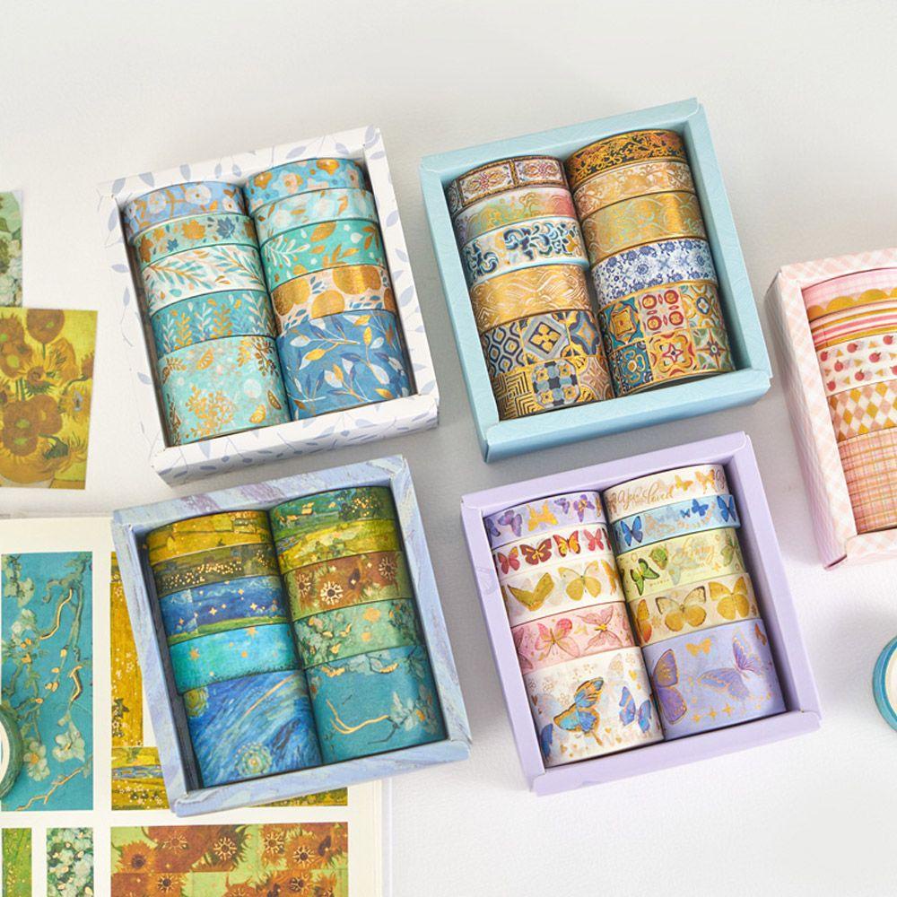 Top 10roll/Set Washi Tape Sastra Kualitas Tinggi Scrapbooking Sedikit Segar INS DIY Bahan