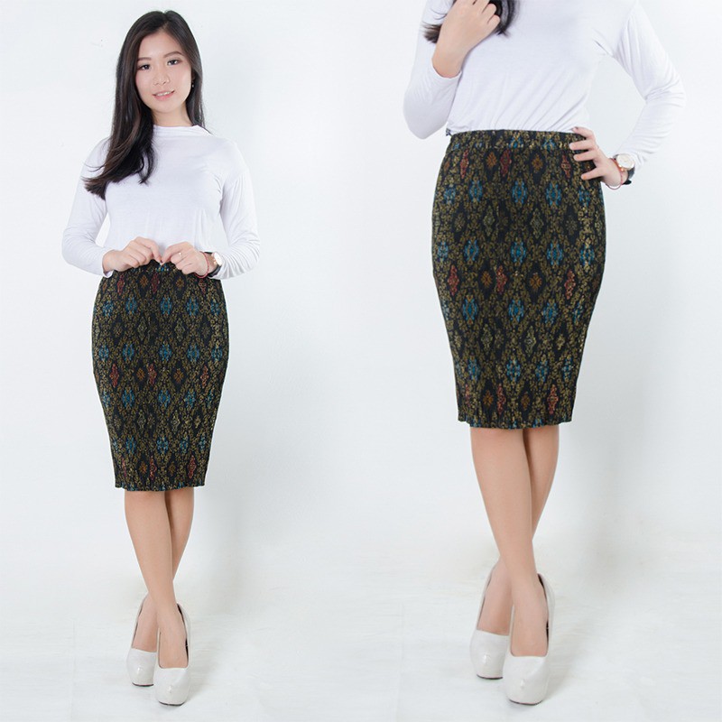 SB Collection Rok Plisket Hariati Pendek Midi Batik Jumbo Wanita