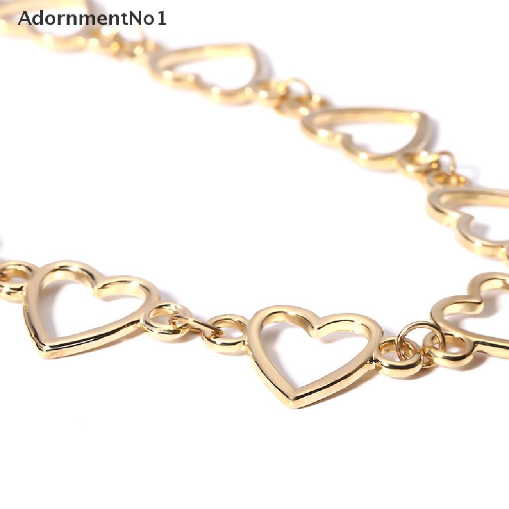 (AdornmentNo1) Kalung Choker Rantai Pendan Hati Hollow Gaya Punk